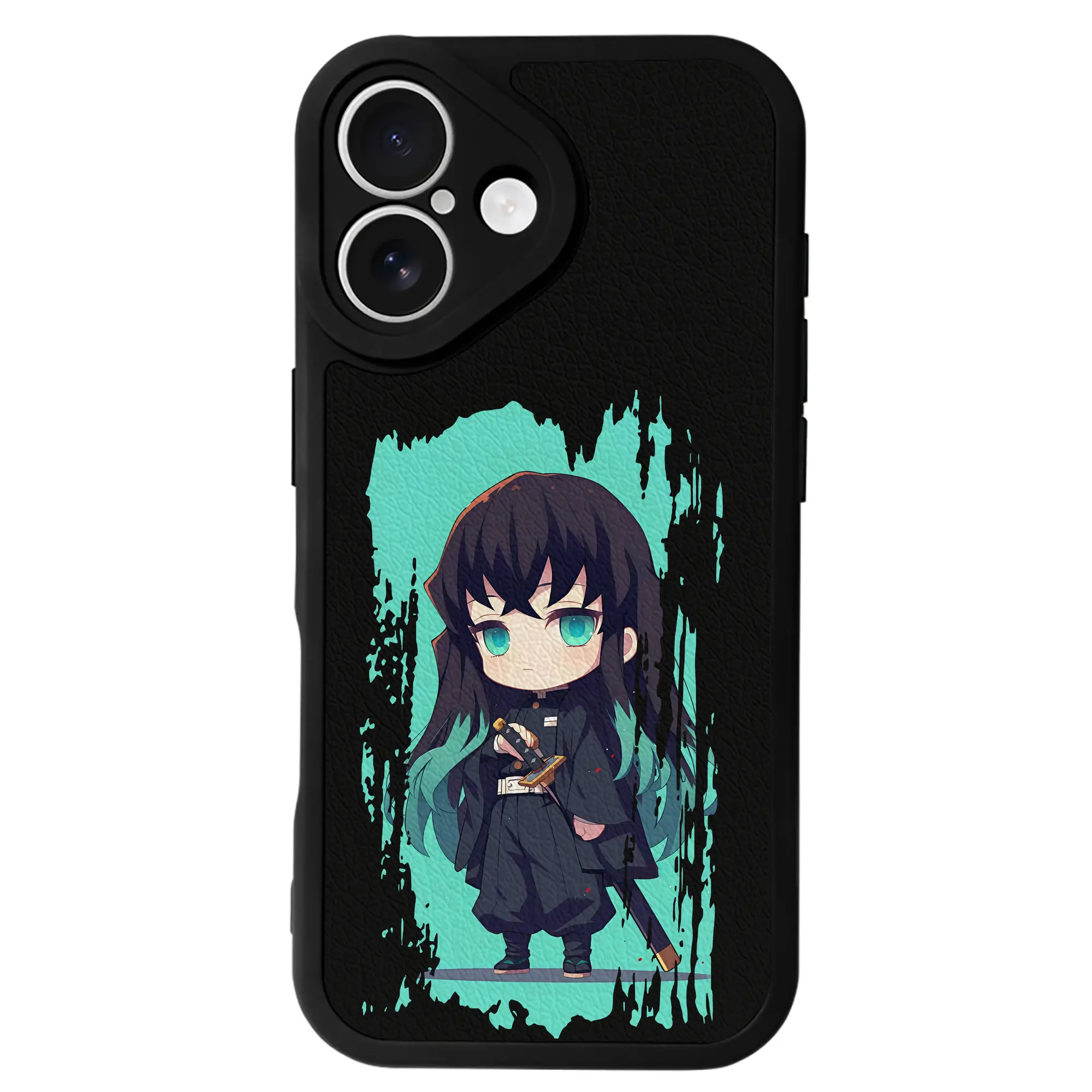 鬼滅の刃 グッズ,時透 無一郎 - IPhone 16シリーズ対応 ・ シリコンスマホケース ・ レザー調 ・ 高精度フィット ・ 耐衝撃 ・ ワイヤレス充電対応 ・ 精密カット